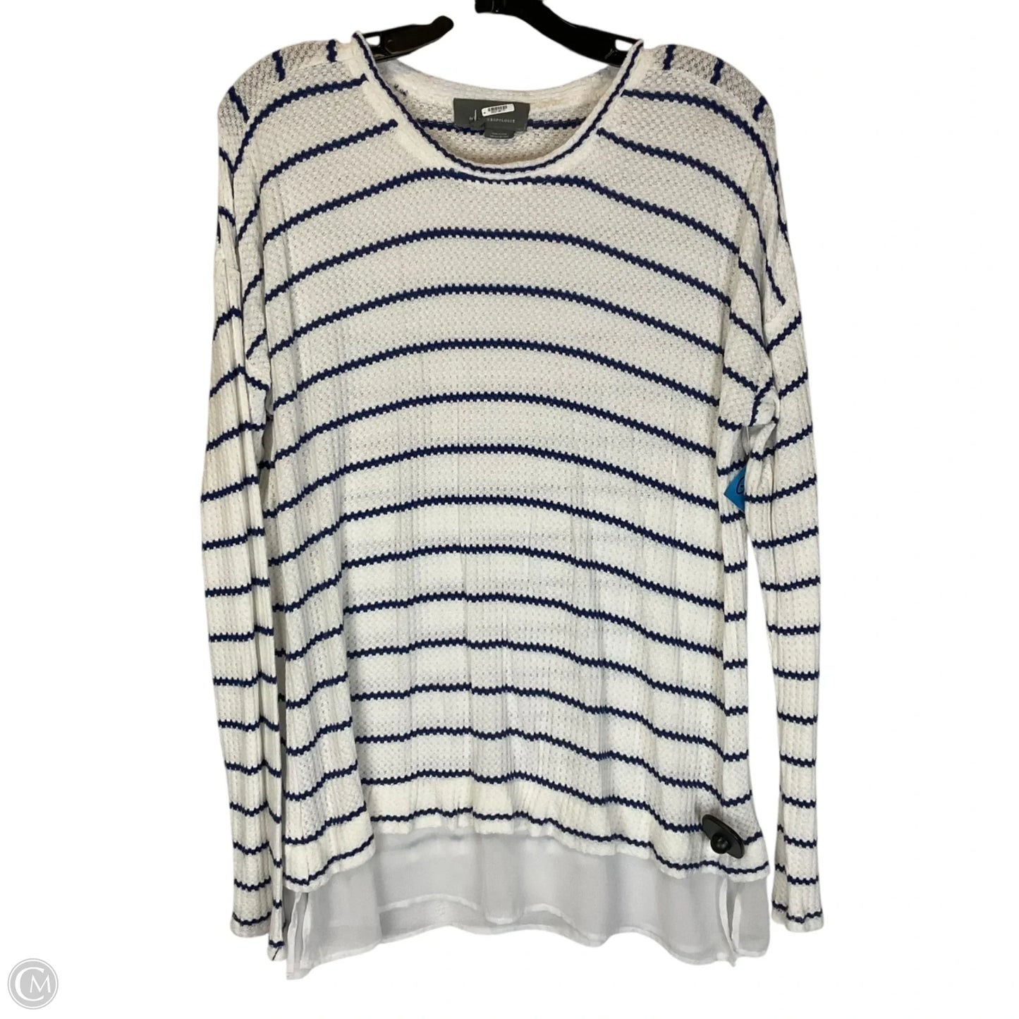 Top Long Sleeve Basic By Anthropologie In Striped Pattern, Size: L