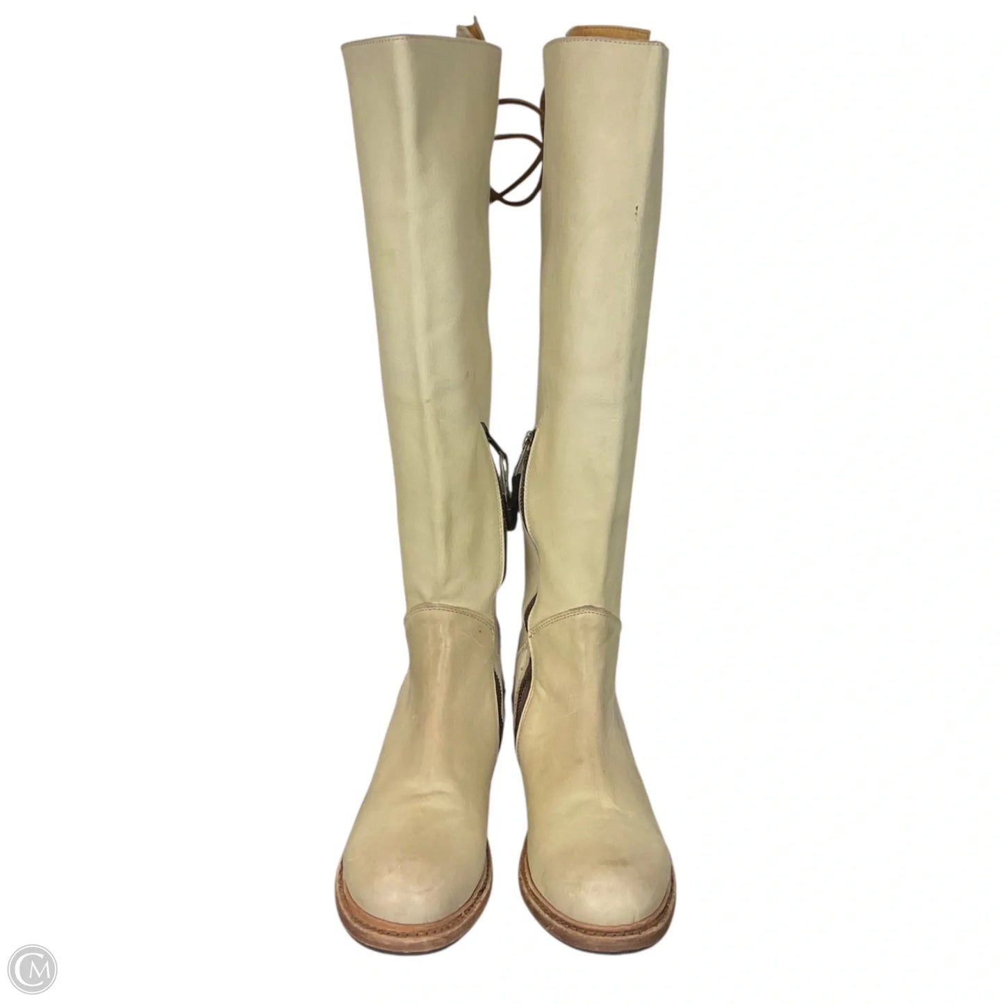 Boots Knee Flats By Bed Stu In Cream, Size: 8