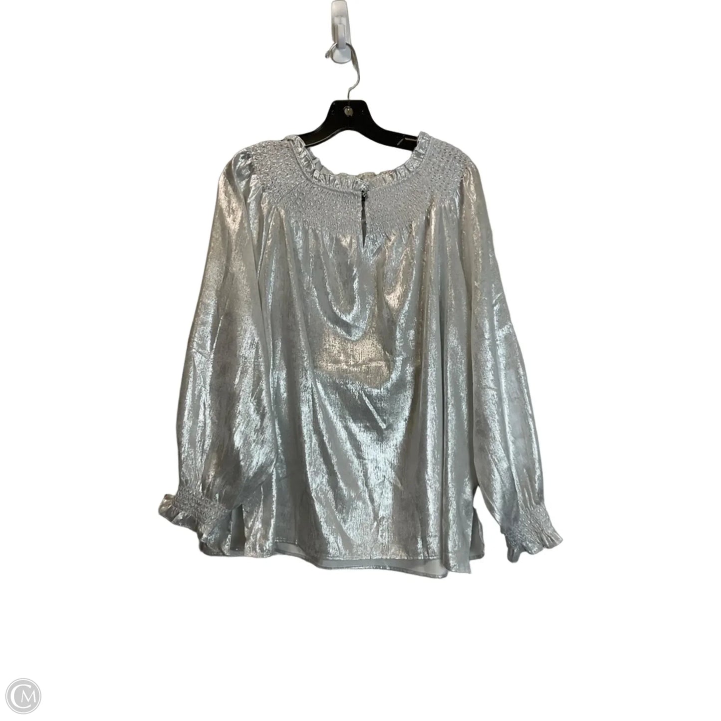Top Long Sleeve By Talbots In Silver, Size: 1x