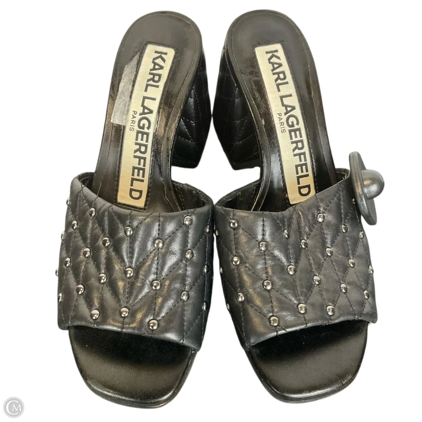 Sandals Designer By Karl Lagerfeld In Black, Size: 6.5