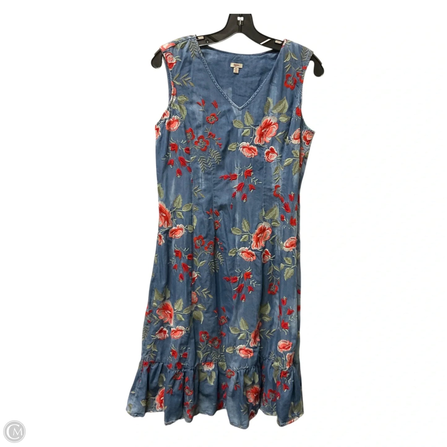 Dress Casual Midi By Reba In Blue Denim, Size: 4