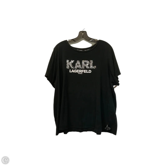 Top Short Sleeve Designer By Karl Lagerfeld In Black, Size: 2x