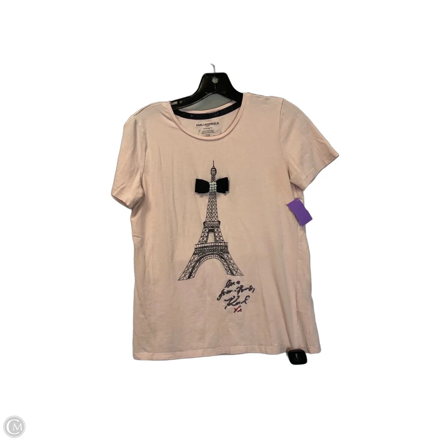 Top Short Sleeve Designer By Karl Lagerfeld In Pink, Size: Xs