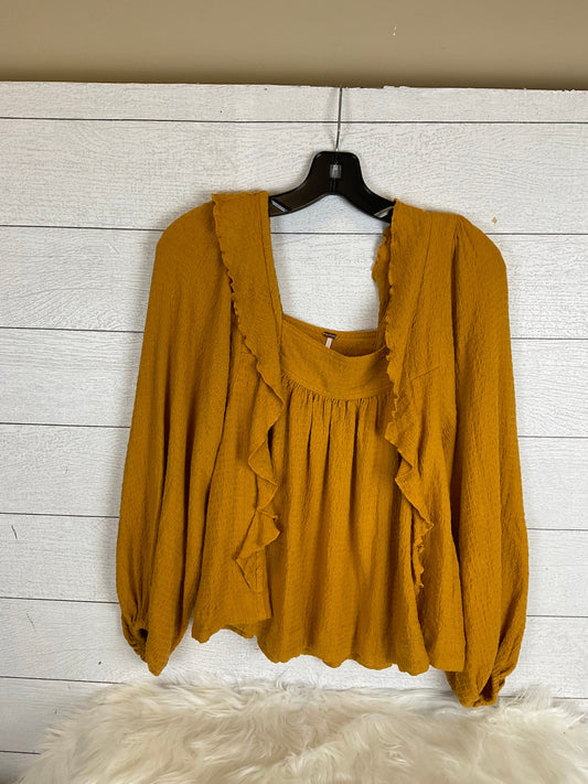 Yellow Top Long Sleeve Free People, Size Xs