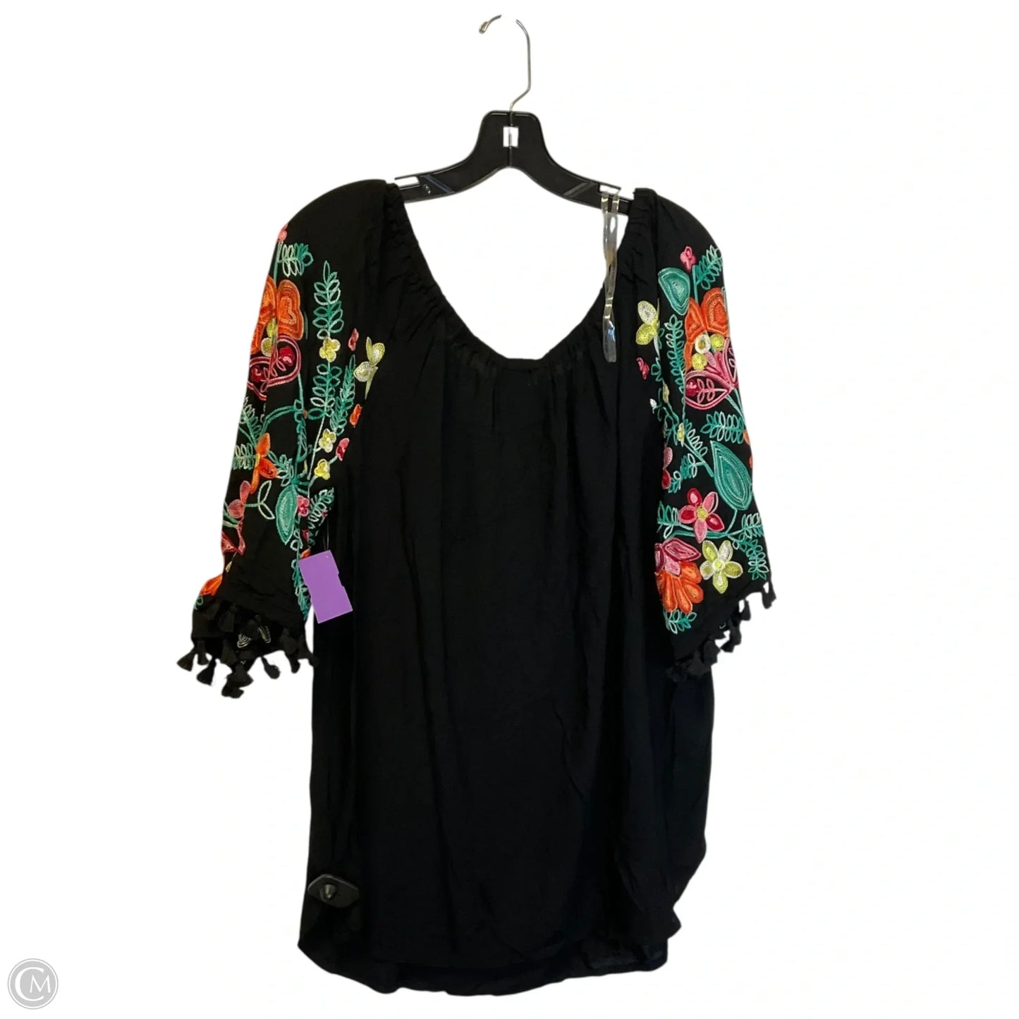 Top Short Sleeve By New Directions In Black, Size: 1x