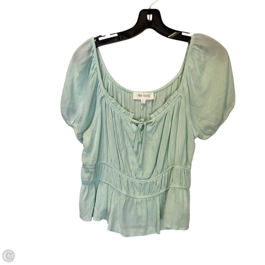 Top Short Sleeve By Pink Rose In Green, Size: L
