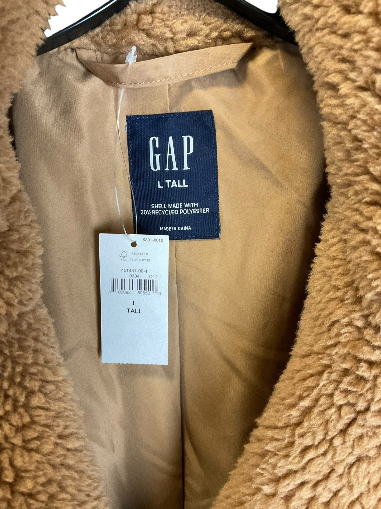 Jacket Faux Fur & Sherpa By Gap In Brown, Size: L