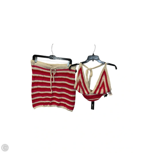 Skirt Set 2pc By Fashion Nova In Cream & Pink, Size: 1x