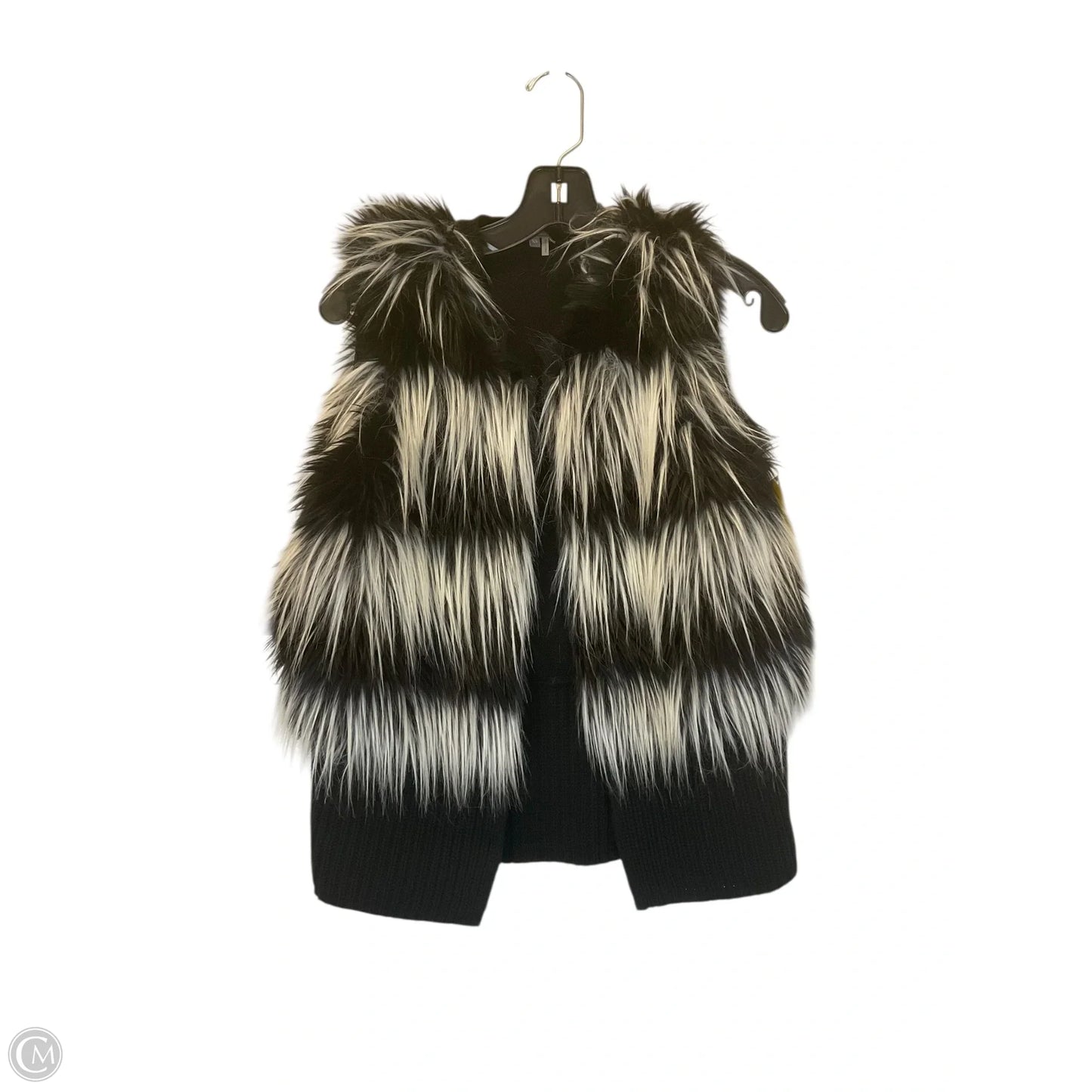 Vest Faux Fur & Sherpa By Vince Camuto In Black & White, Size: Xs