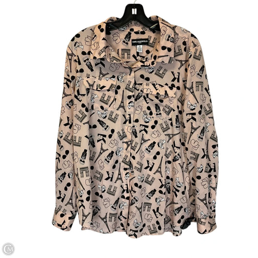 Top Long Sleeve Designer By Karl Lagerfeld In Pink, Size: L