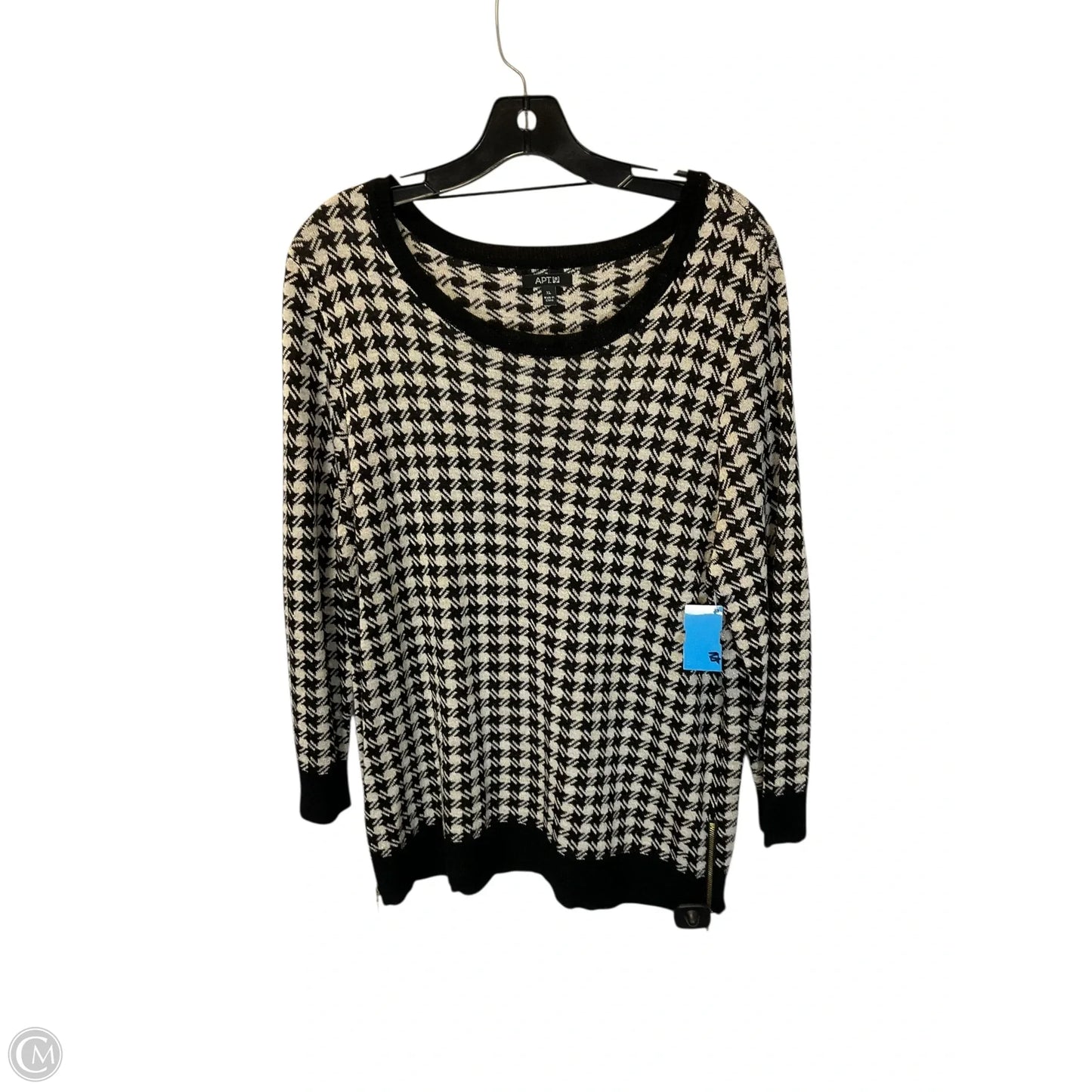 Sweater By Apt 9 In Black & White, Size: Xl