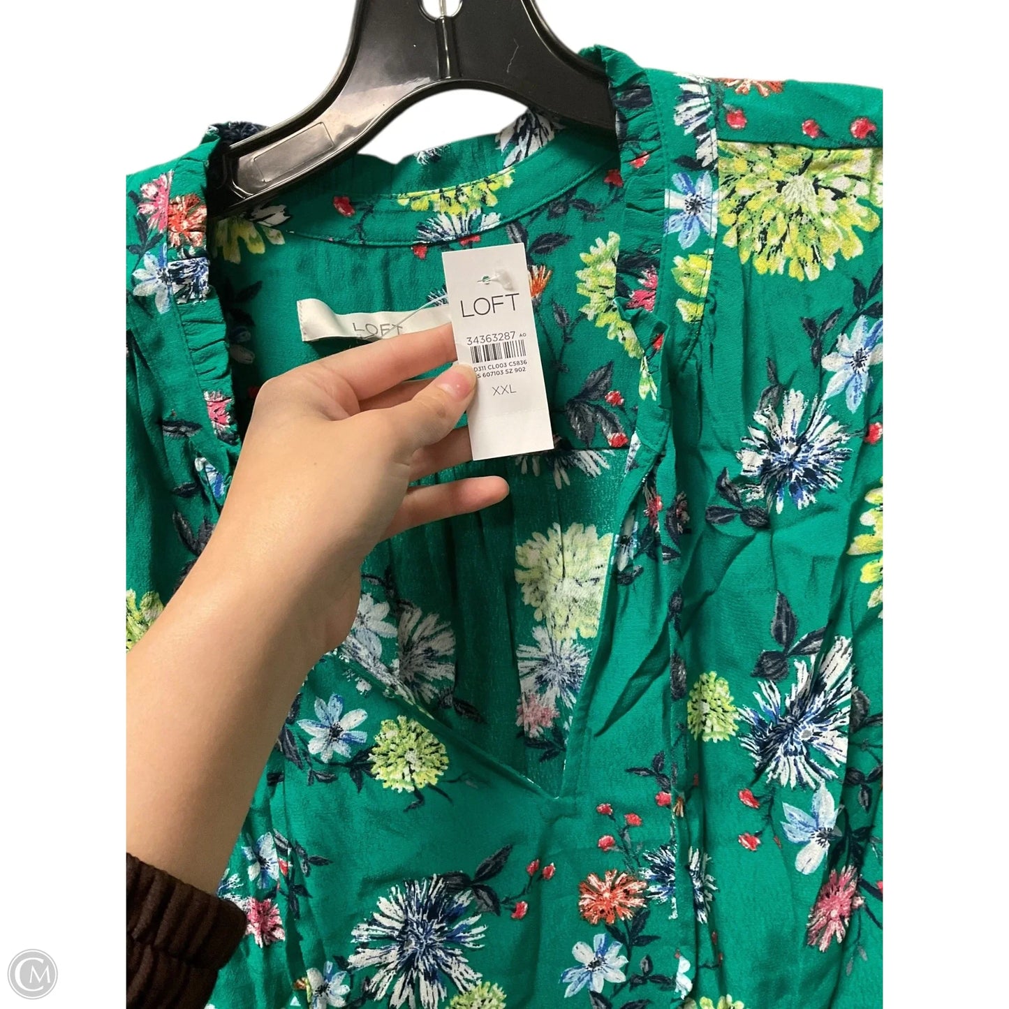 Top Long Sleeve By Loft In Green, Size: Xxl