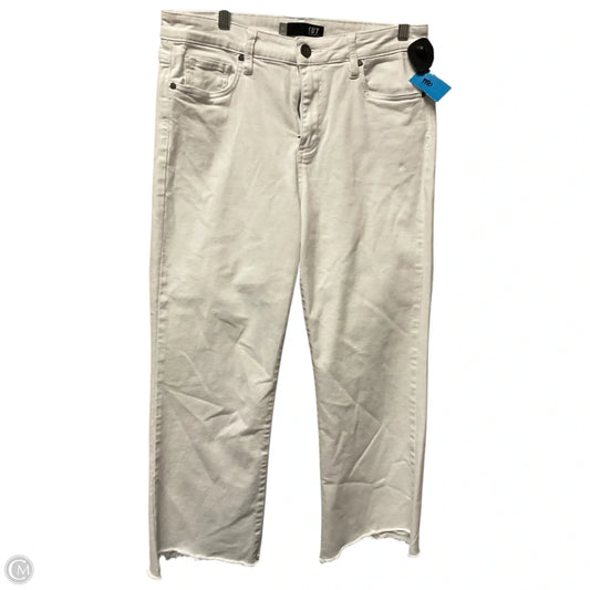 Jeans Flared By Kut In White Denim, Size: 12