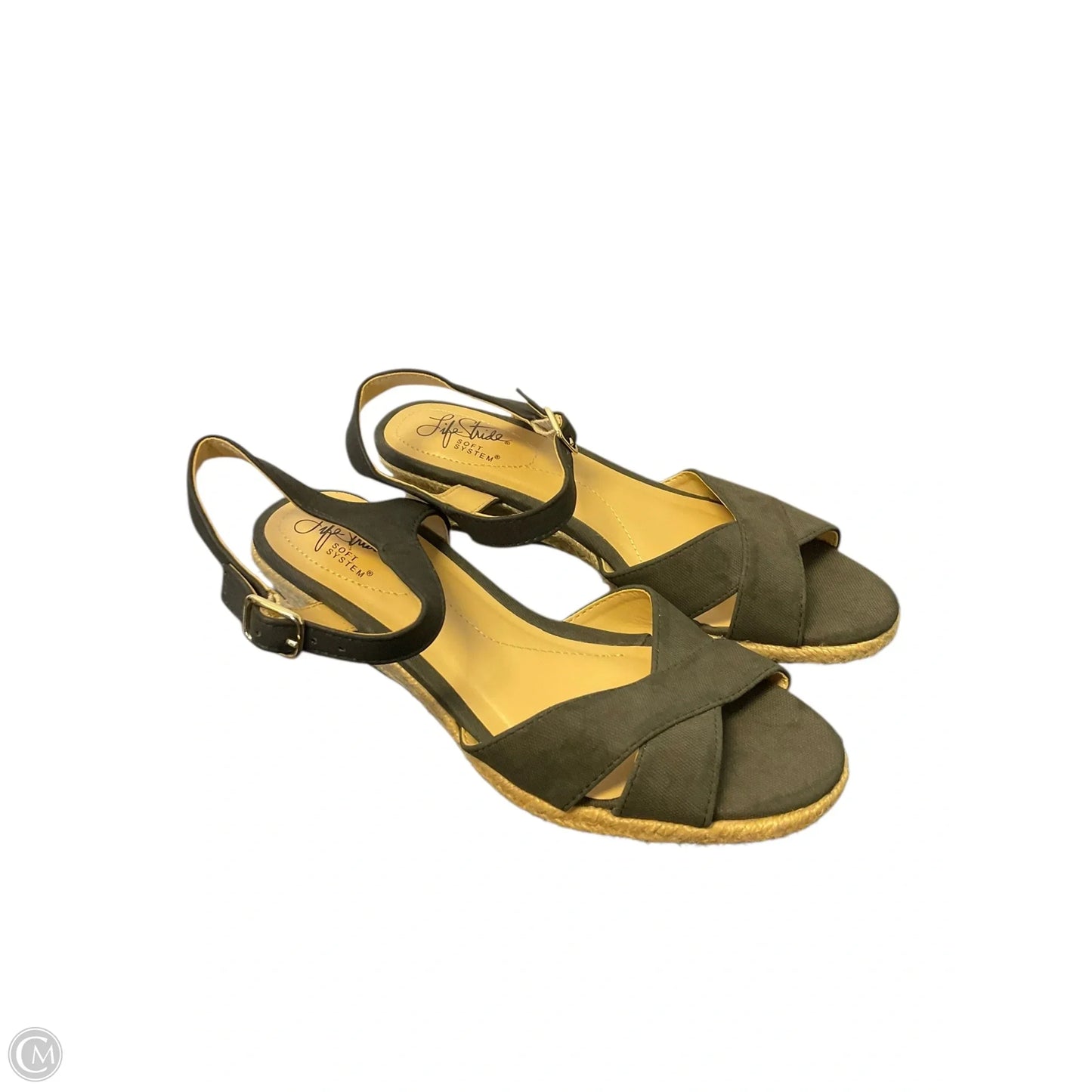 Sandals Heels Wedge By Life Stride In Black, Size: 6.5