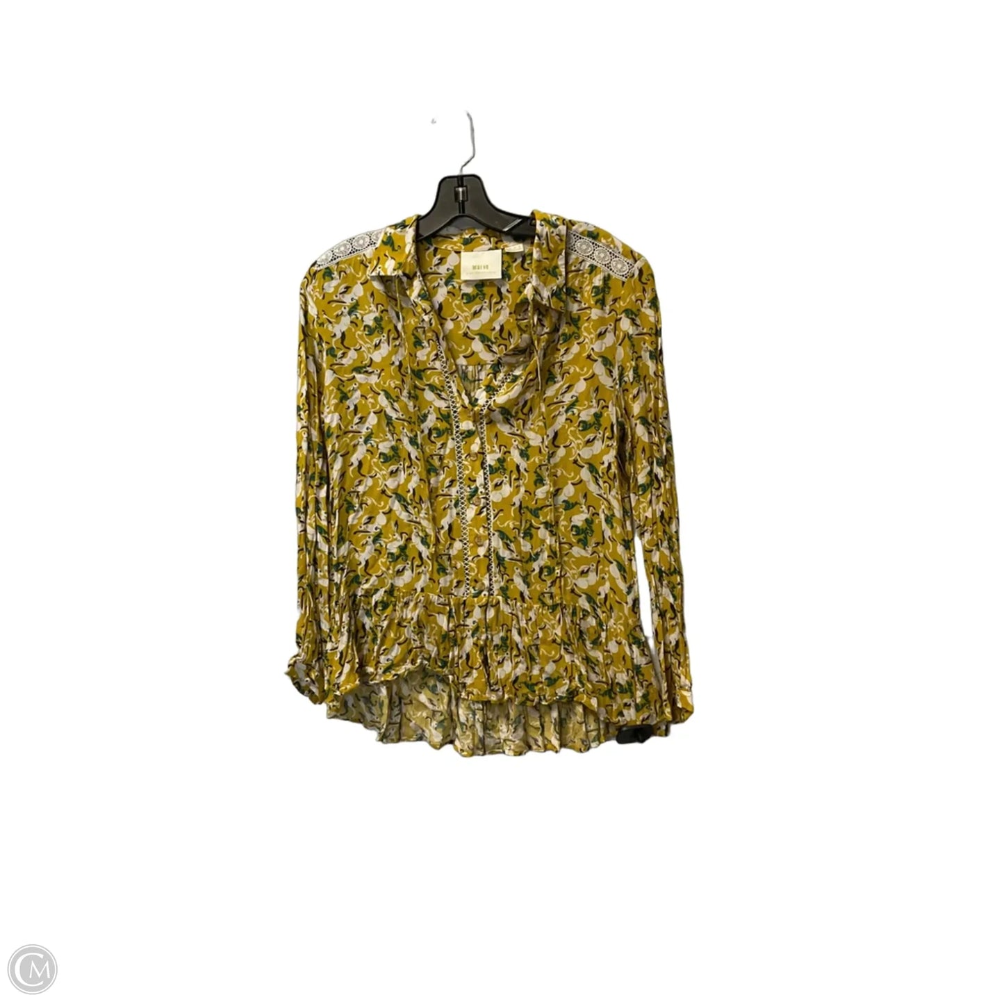 Top Long Sleeve By Maeve In Yellow, Size: 4