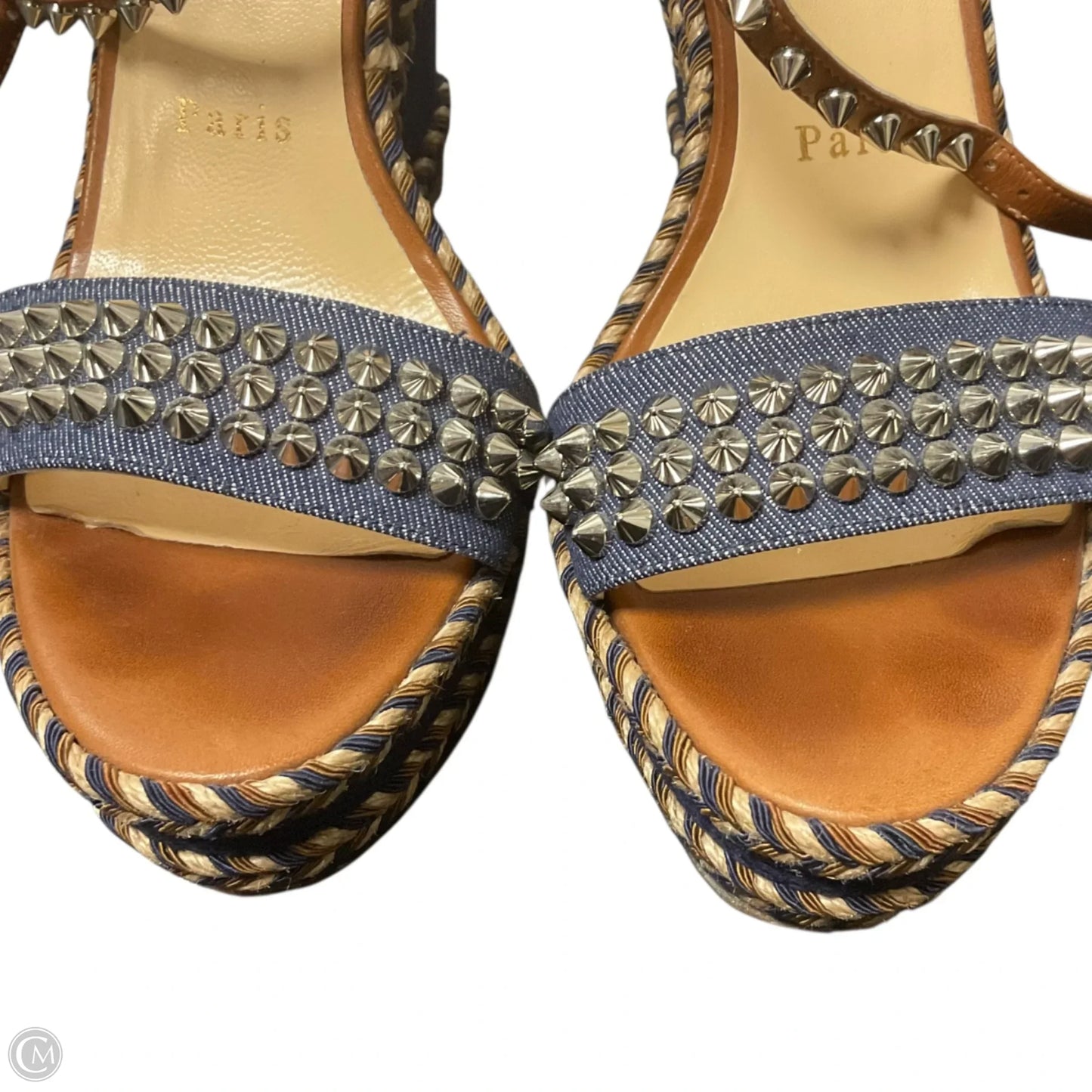 Sandals Heels Wedge By Cma In Blue, Size: 7.5