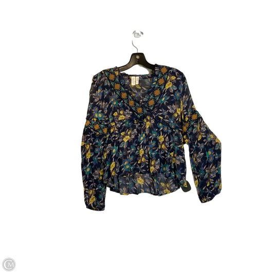 Top Long Sleeve By Meadow Rue In Blue, Size: Xxs