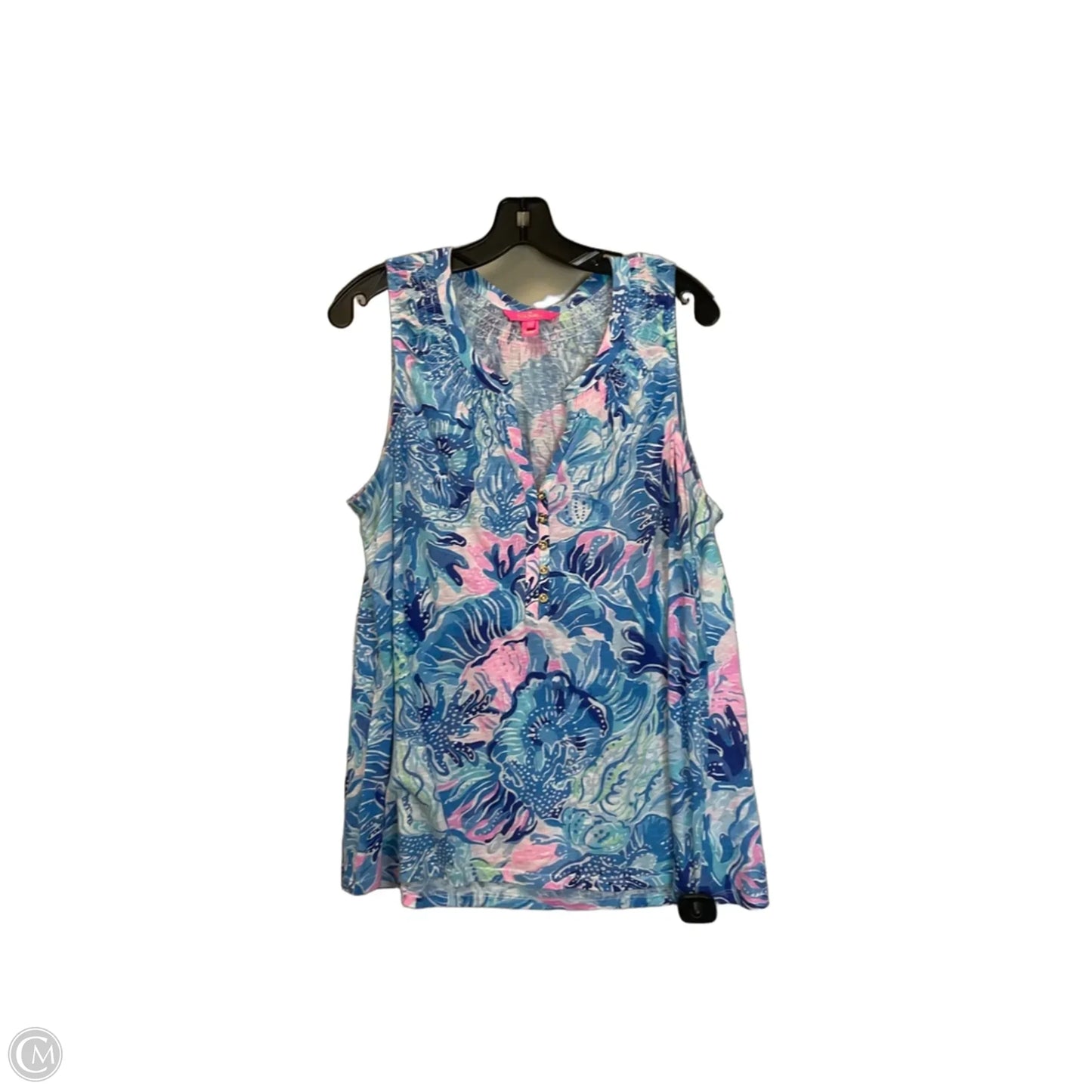 Top Sleeveless Designer By Lilly Pulitzer In Blue & Pink, Size: Xl