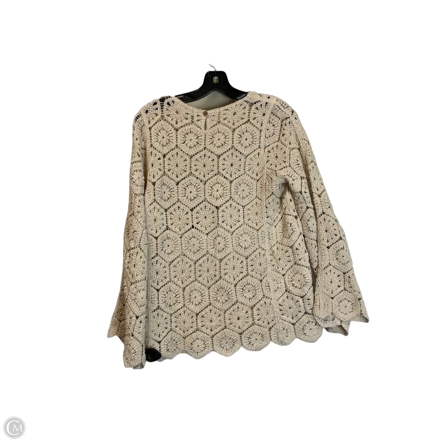 Top Long Sleeve By Solitaire In Cream, Size: S