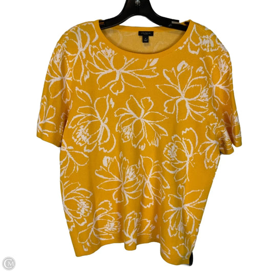 Top Short Sleeve By Ann Taylor In Yellow, Size: Xl