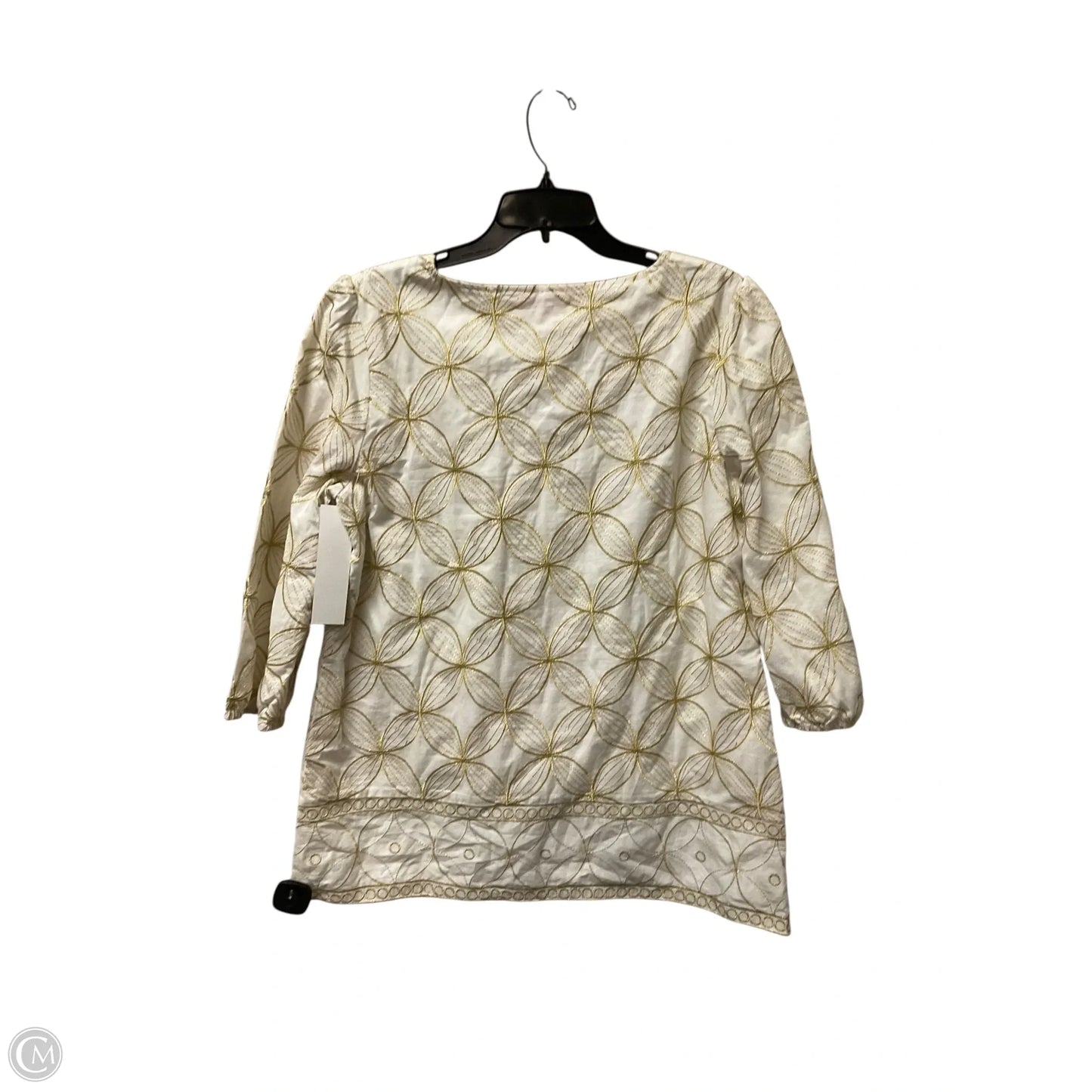 Dress Designer By Lilly Pulitzer In Gold & White, Size: L