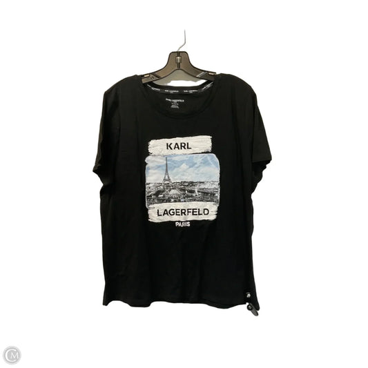 Top Short Sleeve Designer By Karl Lagerfeld In Black, Size: Xl