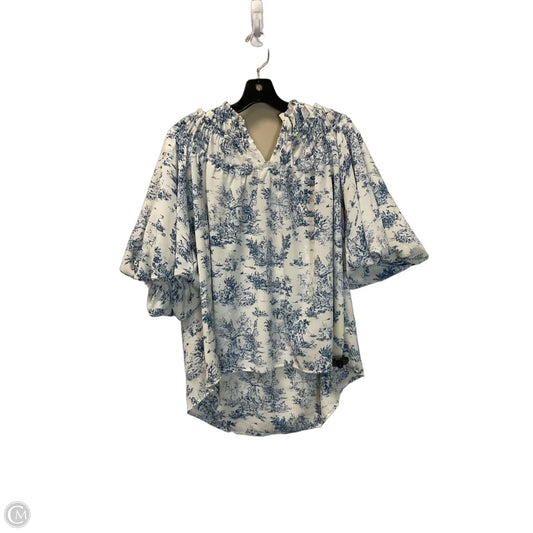 Top 3/4 Sleeve By Entro In Blue & White, Size: L