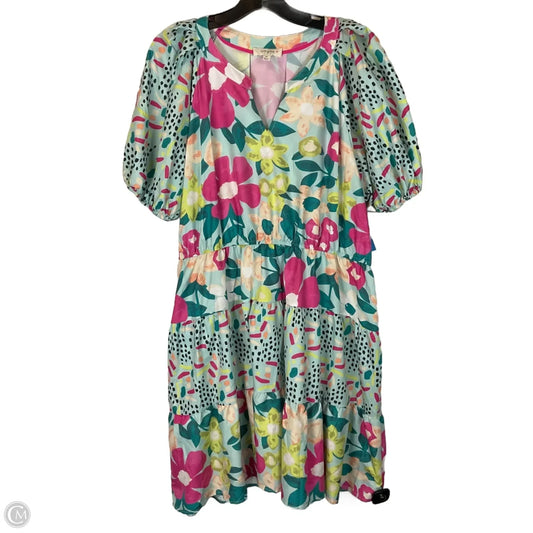 Dress Casual Short By Umgee In Blue & Pink, Size: 1x