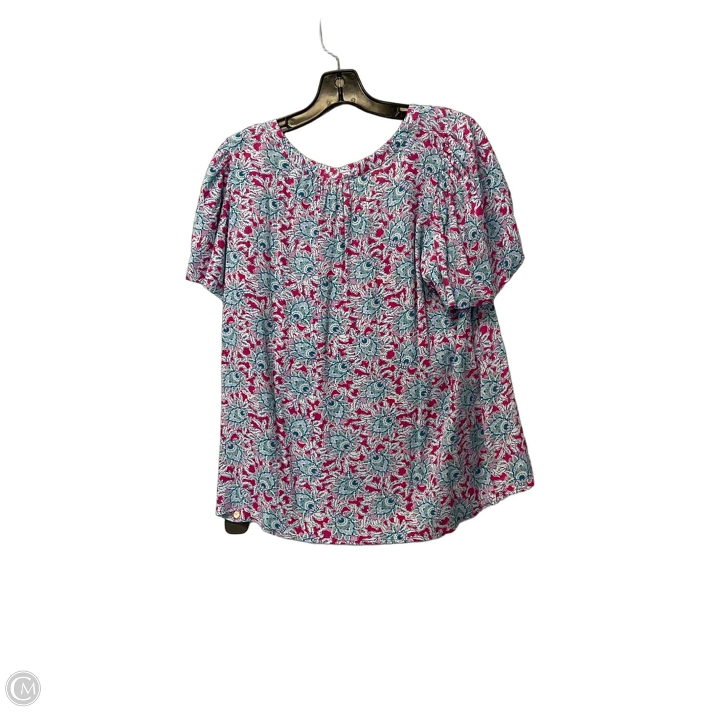 Top Short Sleeve By Loft In Green & Pink, Size: L