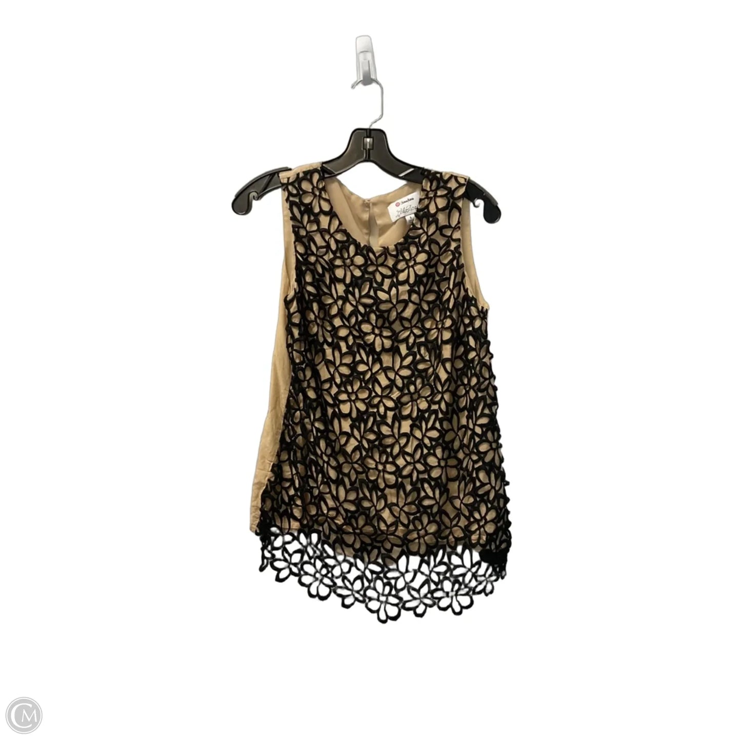 Top Sleeveless Designer By Neiman Marcus In Black & Cream, Size: S