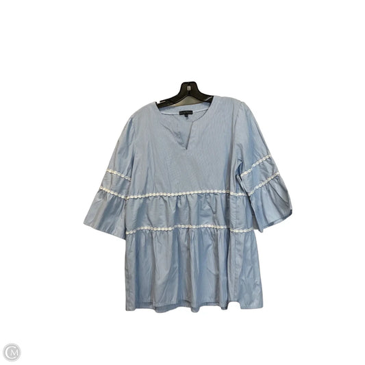 Top 3/4 Sleeve By Clothes Mentor In Blue & White, Size: L