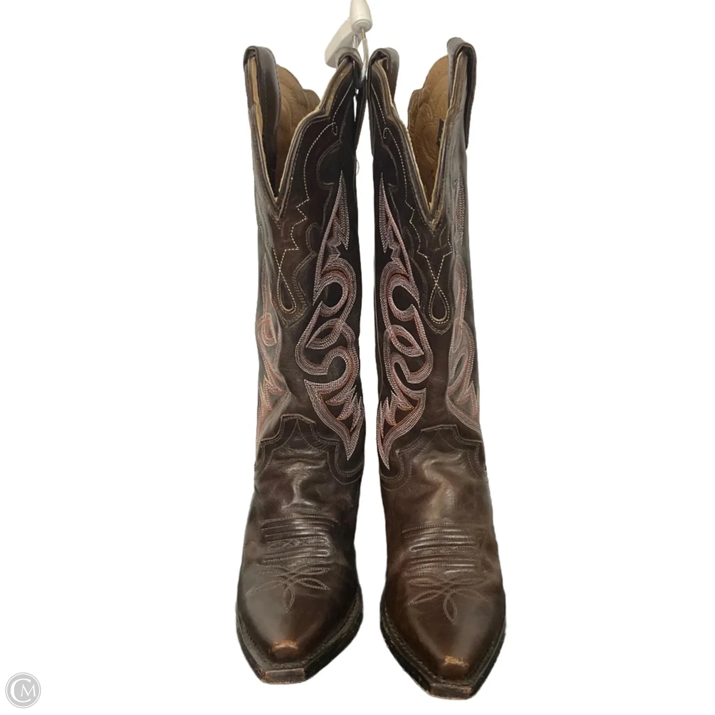 Boots Mid-calf Heels By Justin In Brown, Size: 5