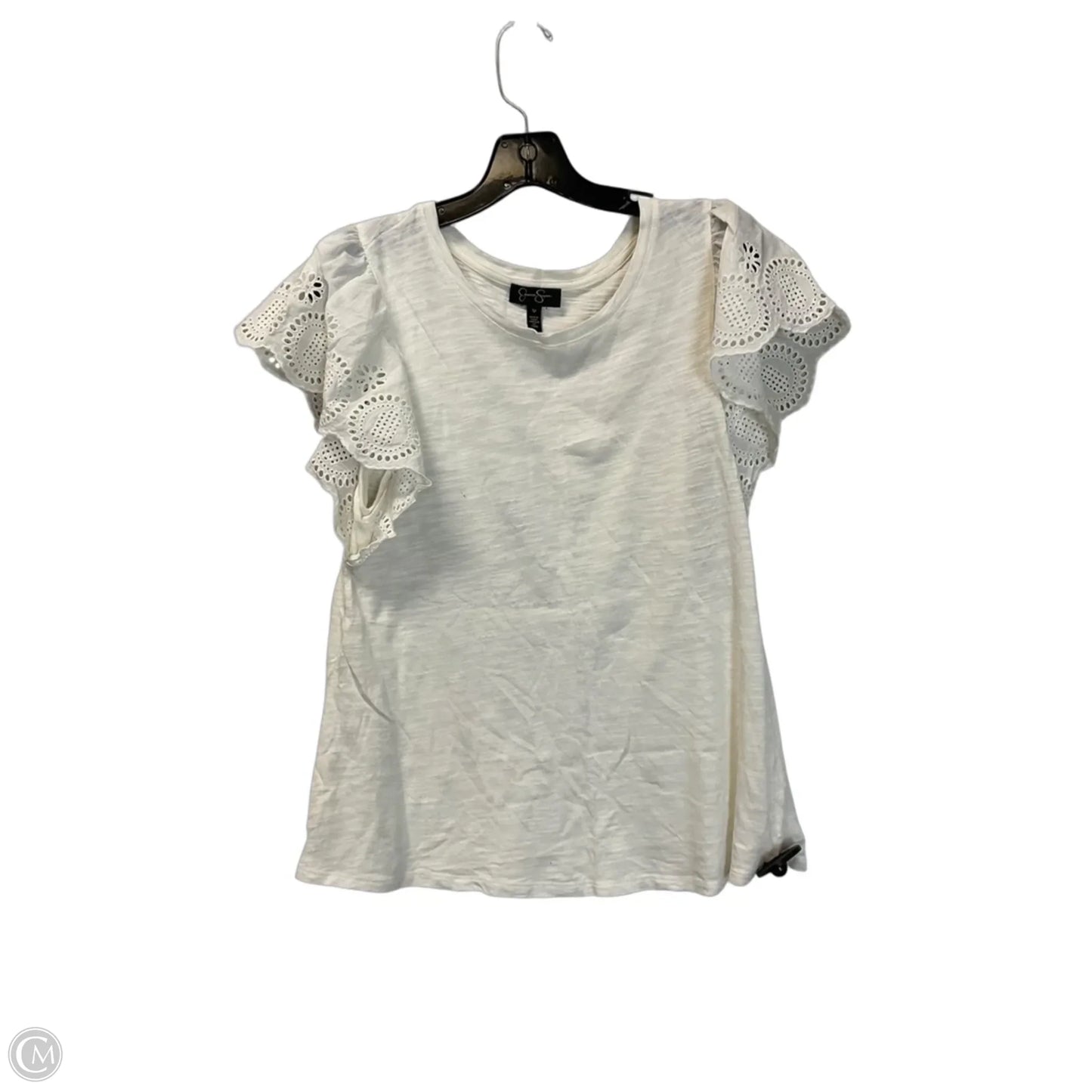 Top Short Sleeve By Jessica Simpson In White, Size: M
