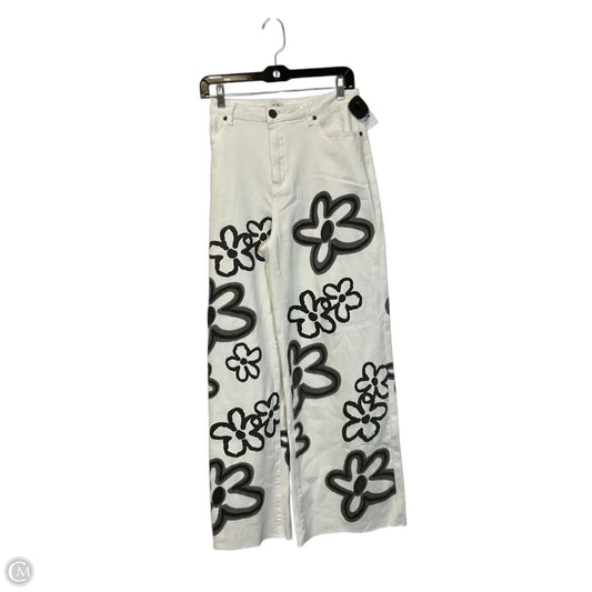 Jeans Wide Leg By Easel In White Denim, Size: L