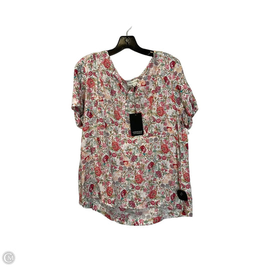 Top Short Sleeve By Adrienne Vittadini In Floral Print, Size: L