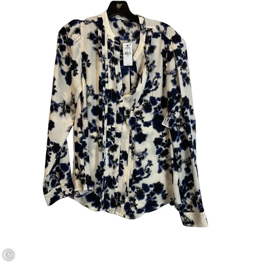 Top Long Sleeve By Express In Blue & Cream, Size: M
