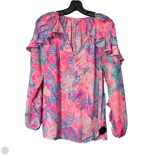 Top Long Sleeve Designer By Lilly Pulitzer In Pink, Size: S