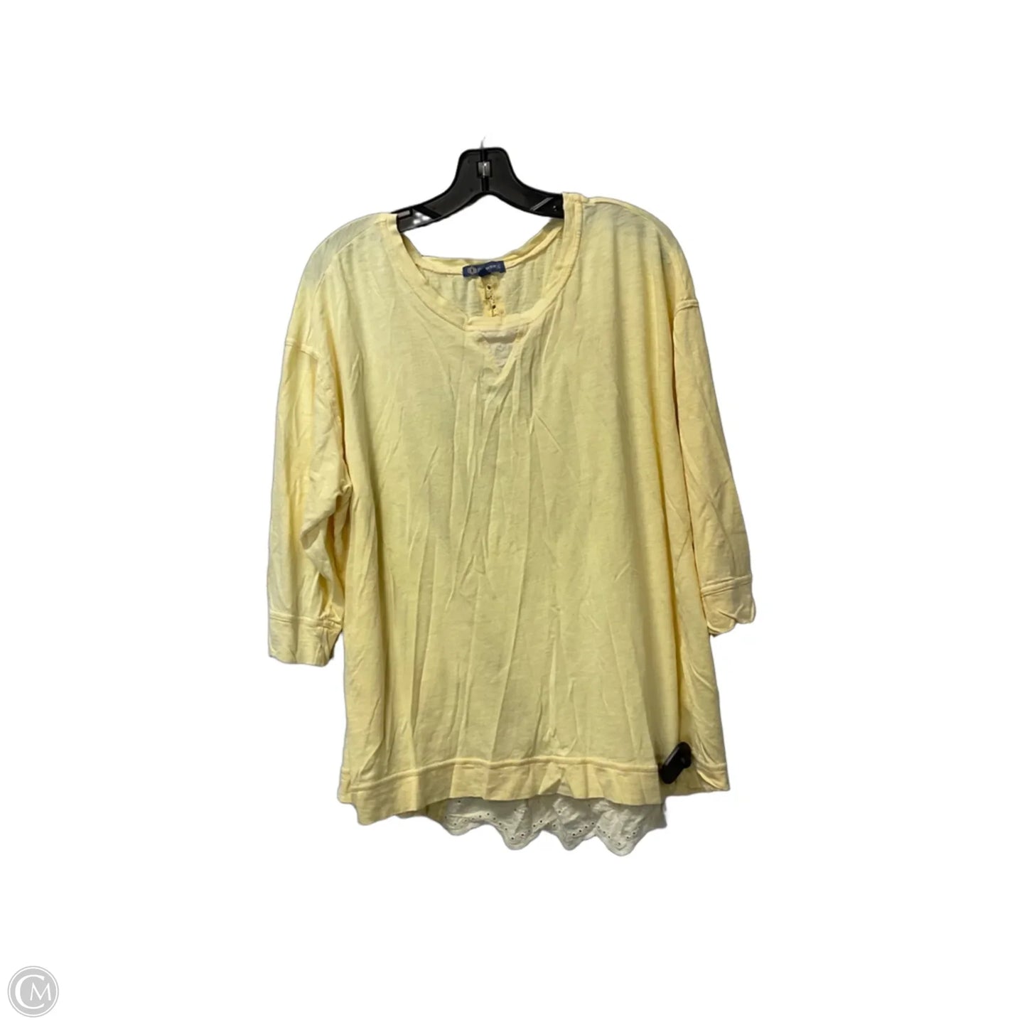Top 3/4 Sleeve By Democracy In Yellow, Size: 1x