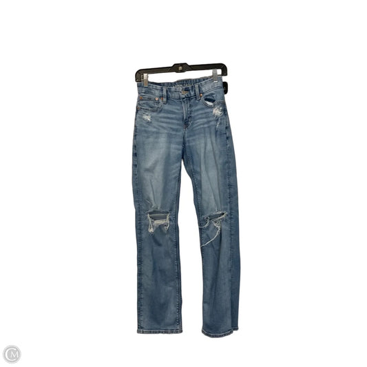 Jeans Straight By American Eagle In Blue Denim, Size: 2