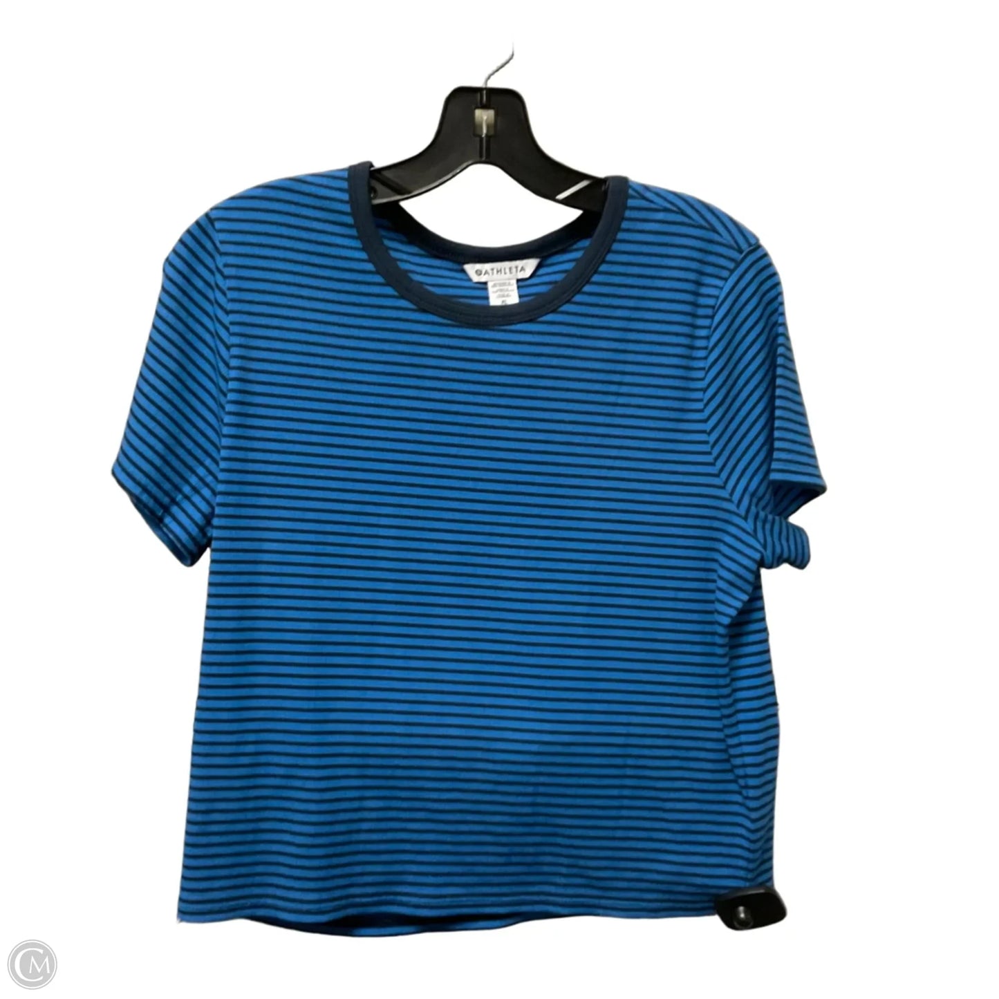 Top Short Sleeve By Athleta In Black & Blue, Size: Xl