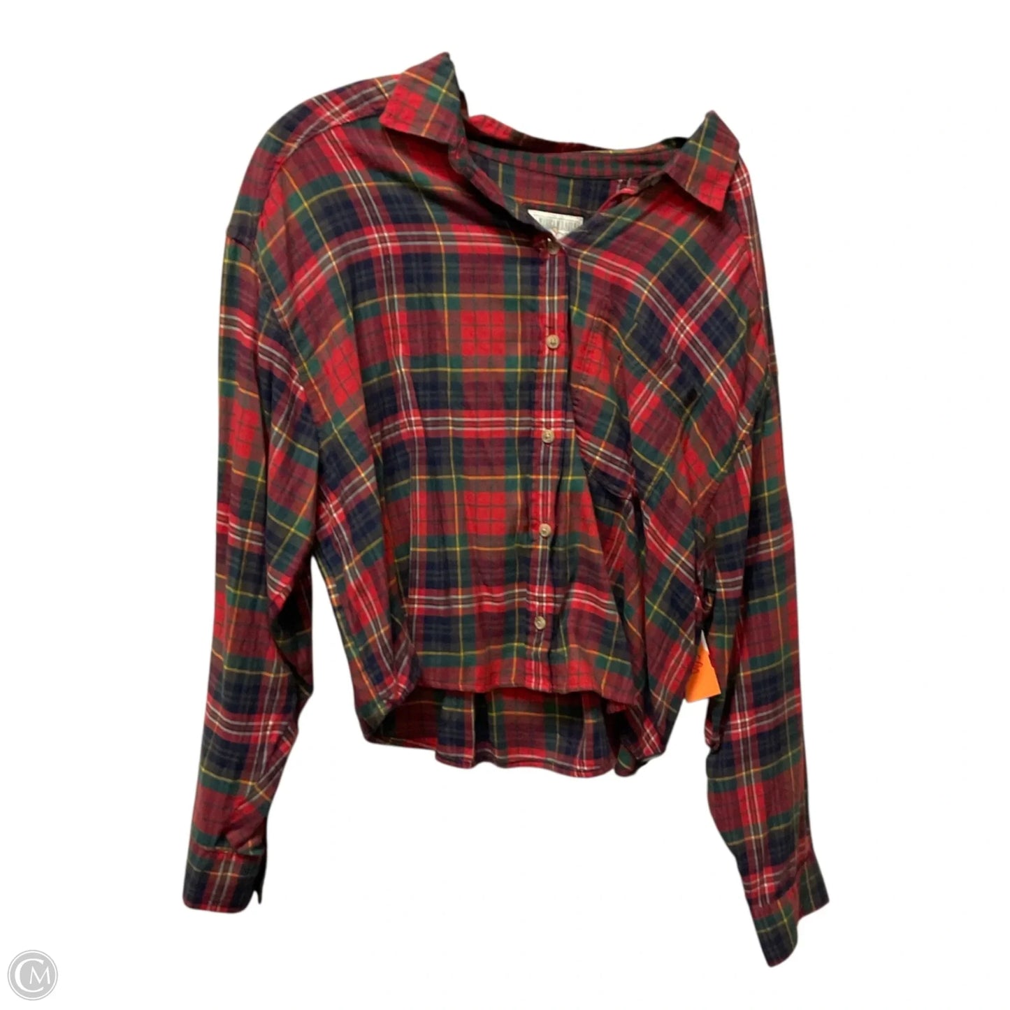 Top Long Sleeve By American Eagle In Plaid Pattern, Size: L