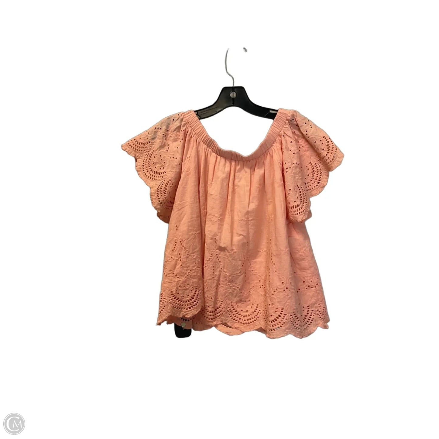 Top Short Sleeve By Tcec In Peach, Size: L