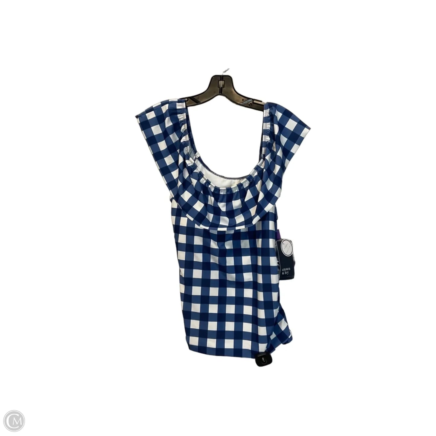Top Sleeveless By Crown And Ivy In Blue & White, Size: L