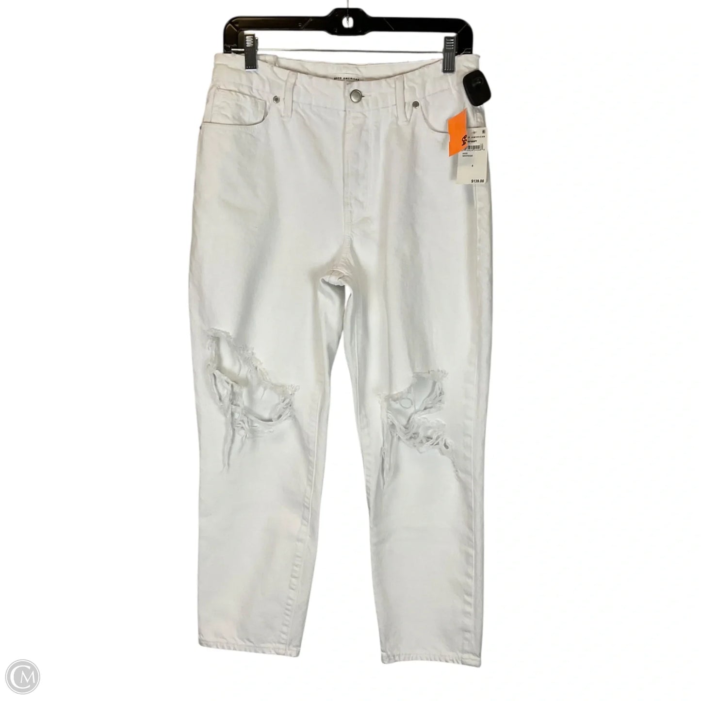 Jeans Straight By Good American In White Denim, Size: 6