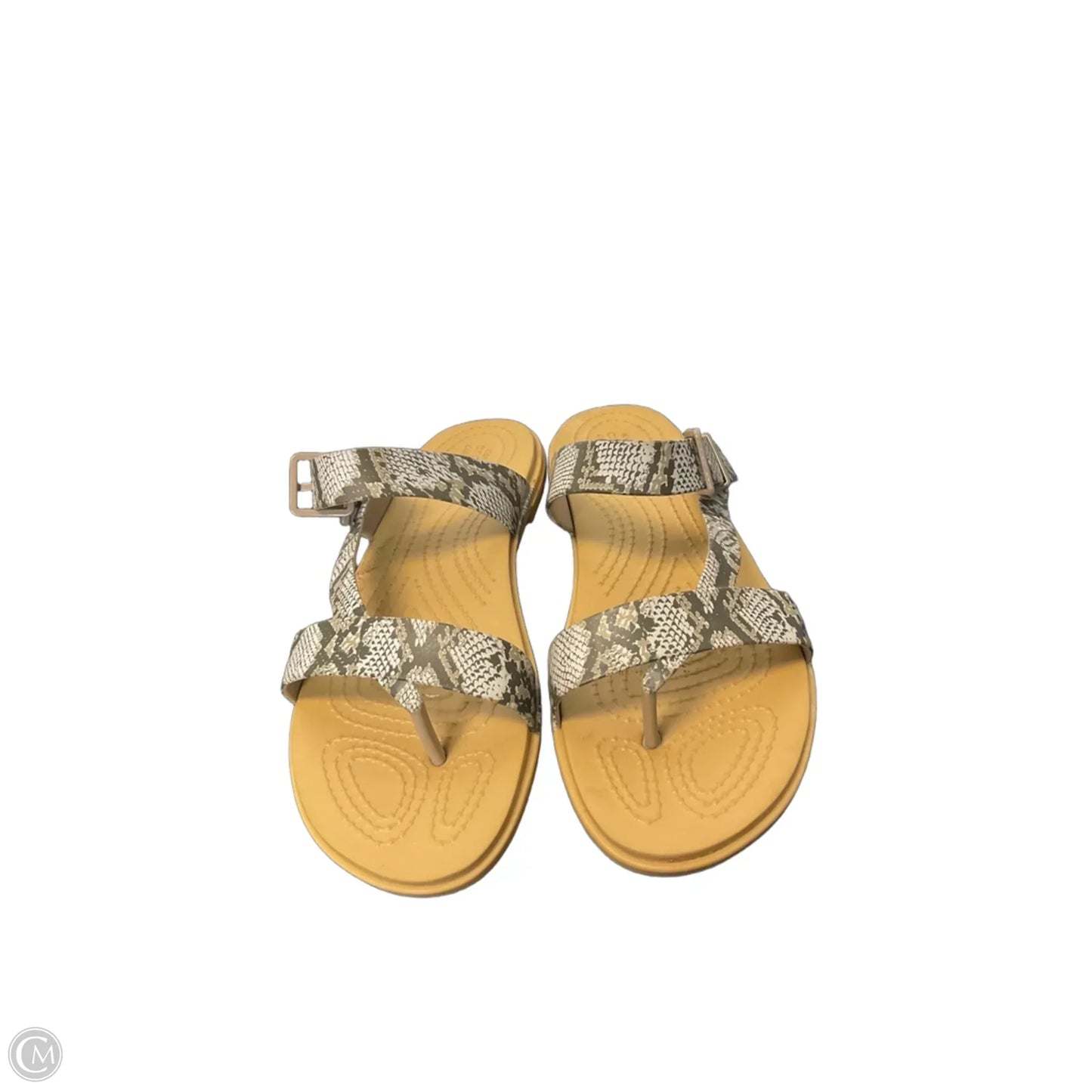 Sandals Flats By Crocs In Animal Print, Size: 6
