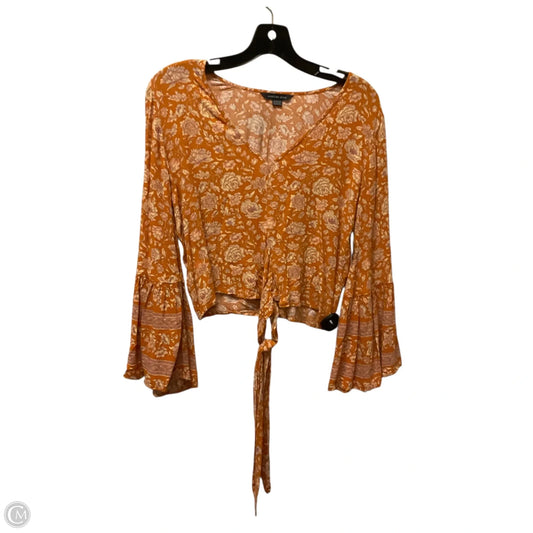 Top Long Sleeve Basic By American Eagle In Orange, Size: Xs