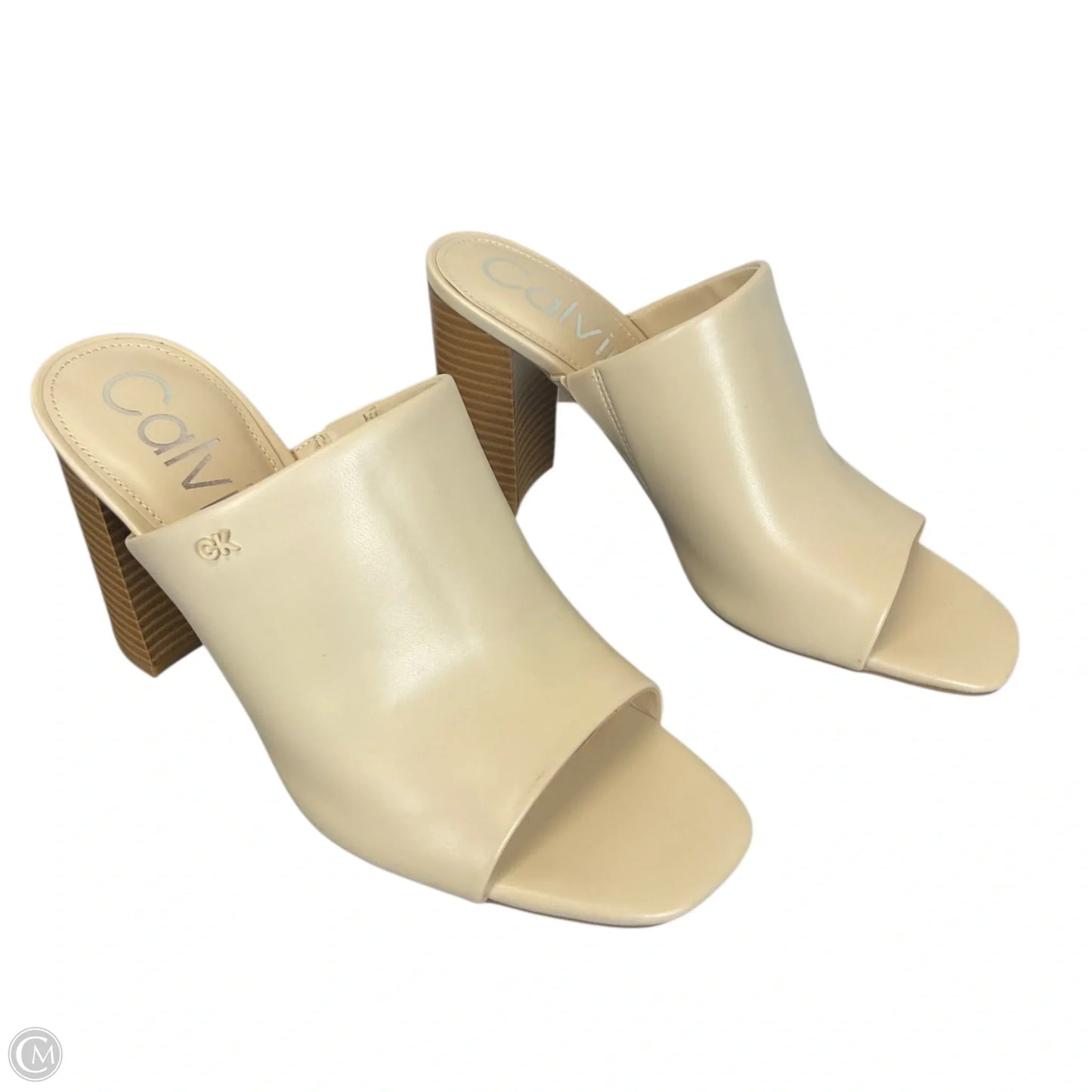 Sandals Heels Block By Calvin Klein In Cream, Size: 8