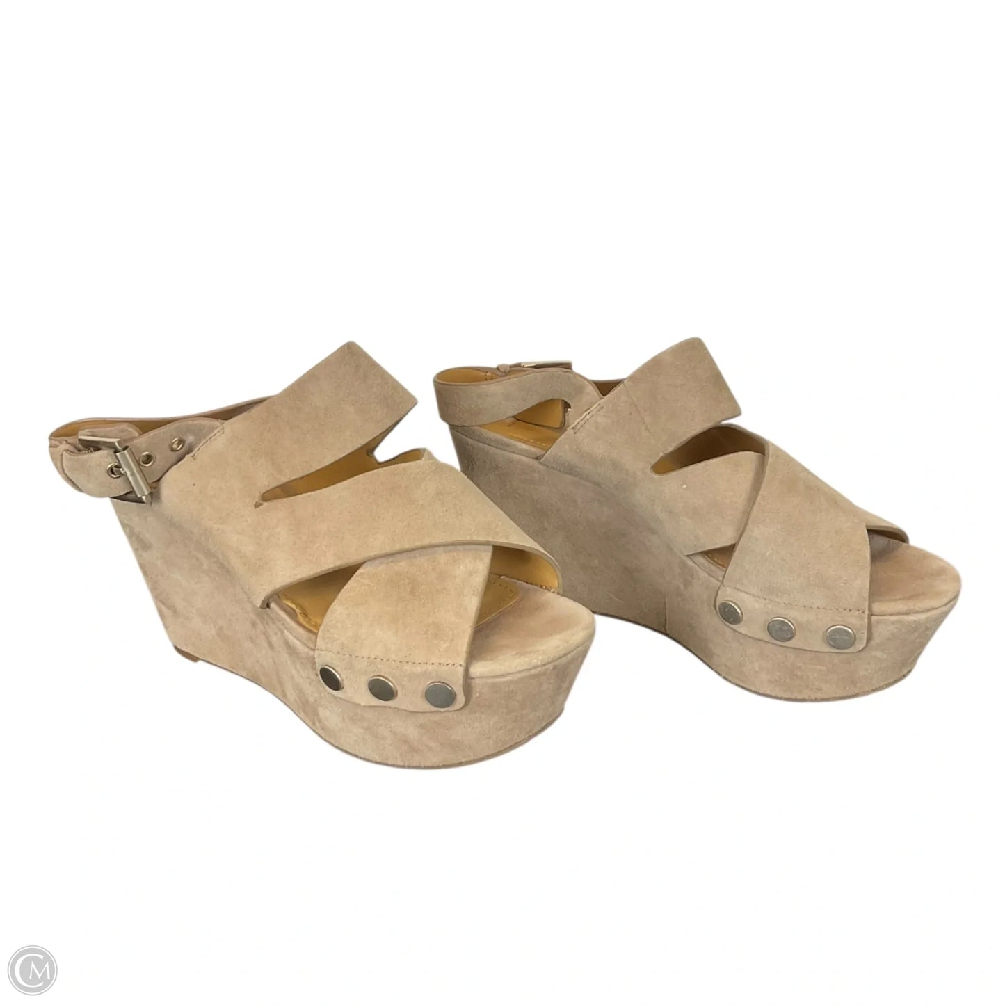 Sandals Heels Wedge By Marc Fisher In Tan, Size: 7