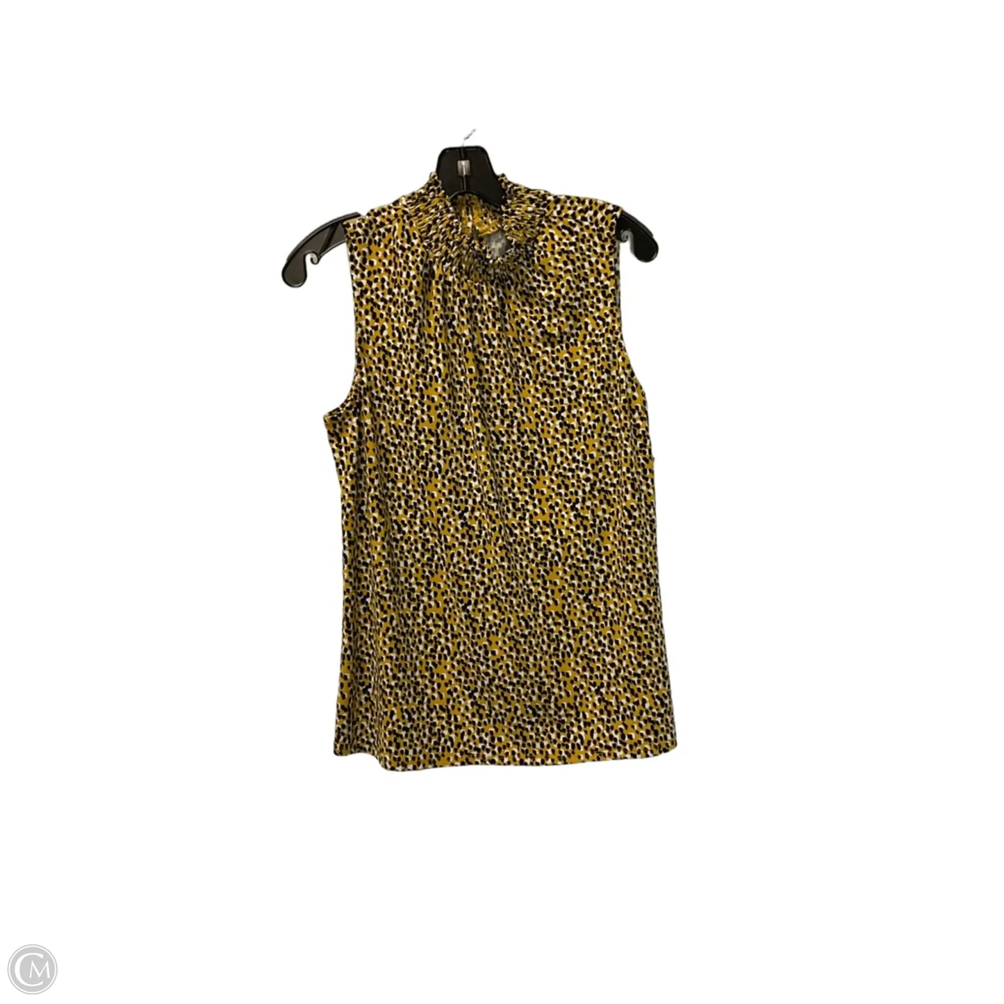 Top Sleeveless By Adrianna Papell In Black & Yellow, Size: M