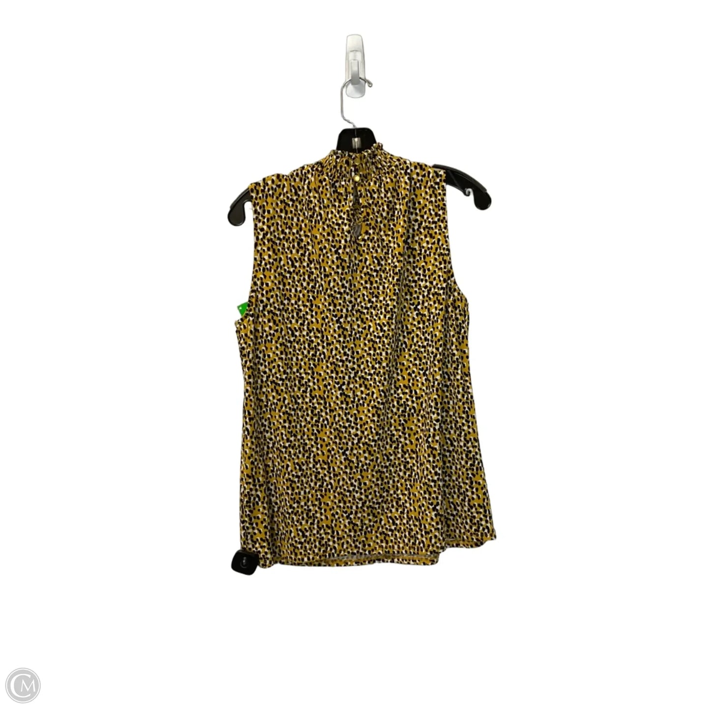 Top Sleeveless By Adrianna Papell In Black & Yellow, Size: M